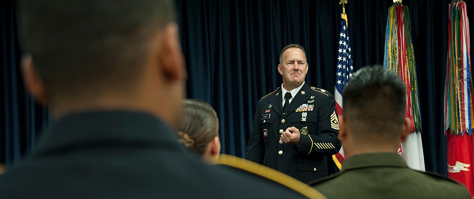 Agency Sergeant Major mentoring future communicators